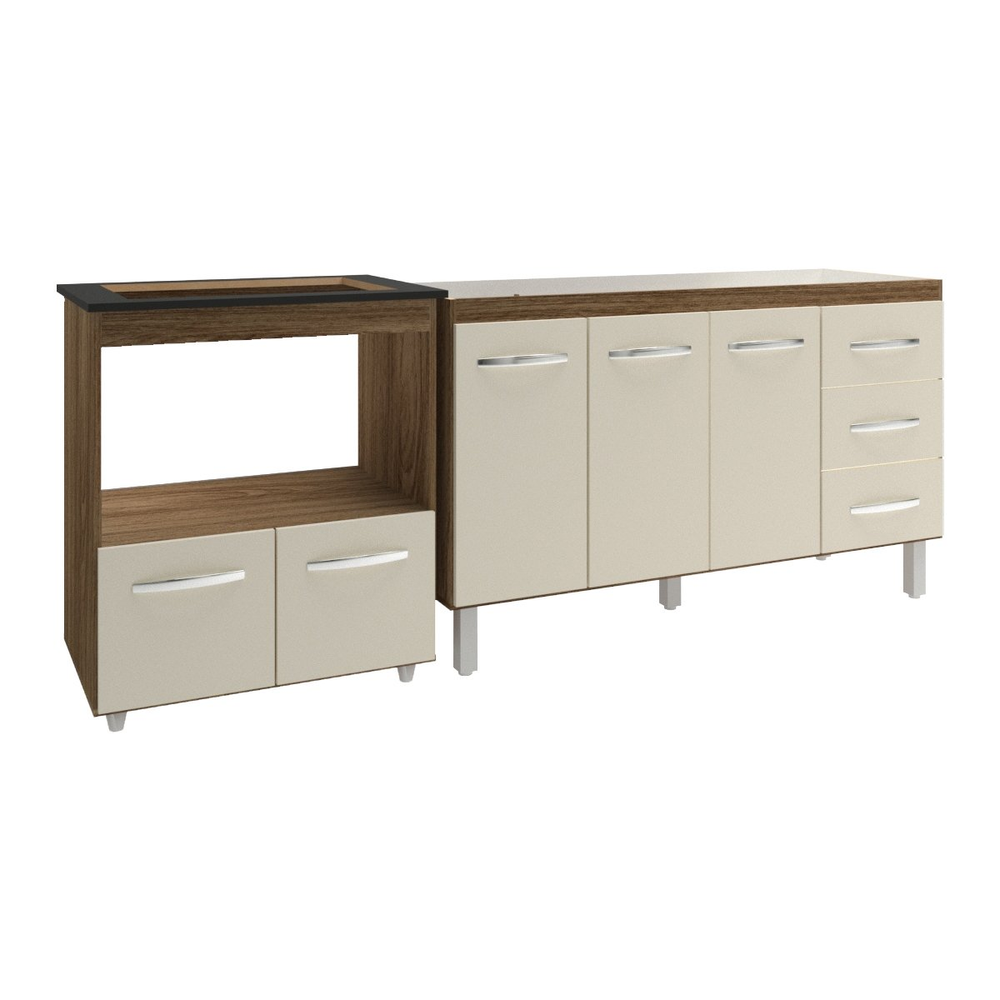 Armário Balcão Gabinete de Pia 140cm Carine e Balcão Para Fogão Cooktop 4 Bocas e Forno Elétrico Evelyn Savana Off White Armário Balcão Gabinete de Pia 140cm Carine e Balcão Para Fogão Cooktop 4 Bocas e Forno Elétrico Evelyn Savana Off White