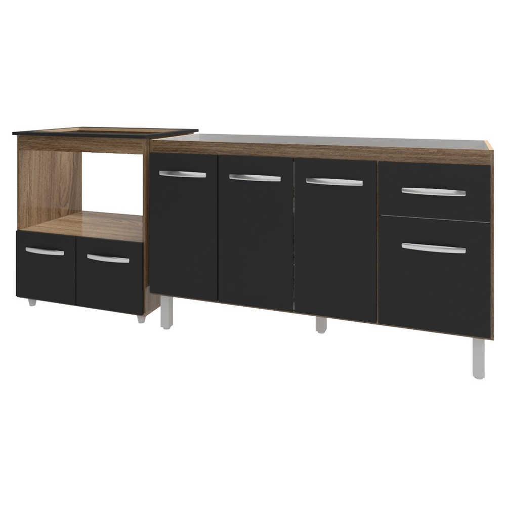 Balcão Cozinha Gabinete de Pia 140 cm Camila e Balcão Evelyn Para Fogão Cooktop 5 Bocas e Forno Elétrico Savana Preto Balcão Cozinha Gabinete de Pia 140 cm Camila e Balcão Evelyn Para Fogão Cooktop 5 Bocas e Forno Elétrico Savana Preto