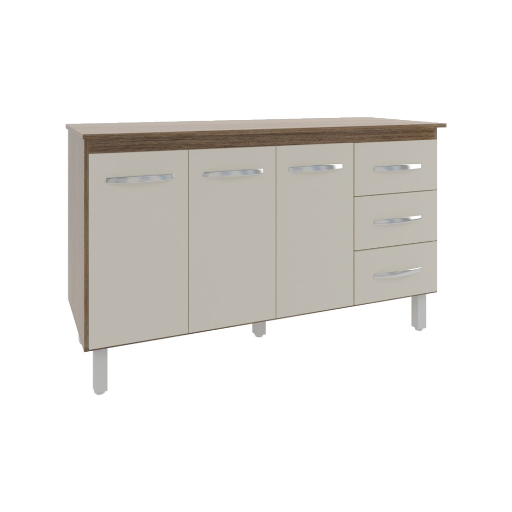 Armário Cozinha Gabinete de Pia 160 cm Estela Savana Off White e Tampo Tampão 160 cm Mobília Decor Savana Armário Cozinha Gabinete de Pia 160 cm Estela Savana Off White e Tampo Tampão 160 cm Mobília Decor Savana