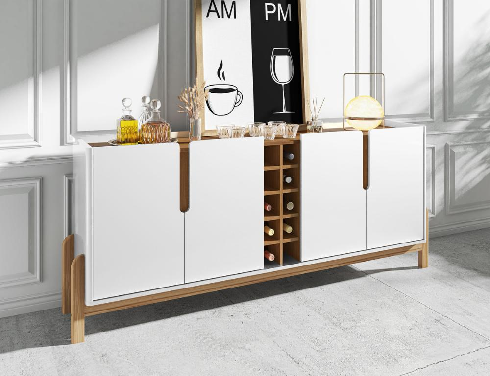Buffet 4 Portas c/ Prateleiras Lizz 1,90 Branco/Cedro