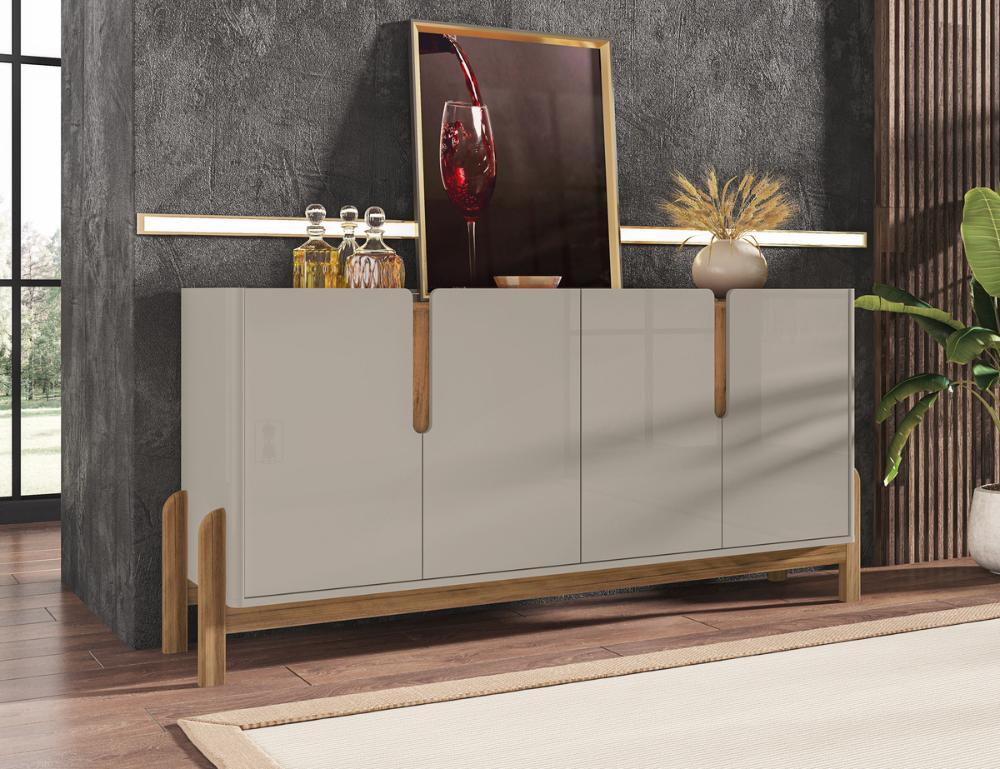 Buffet 4 Portas c/ Prateleiras Luna 1,70 Off-White/Cedro