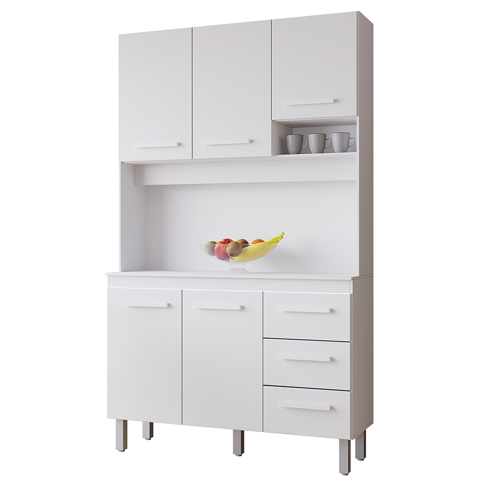 Kit Cozinha 5P 3G 120 cm Vitoria Branco Mobbs