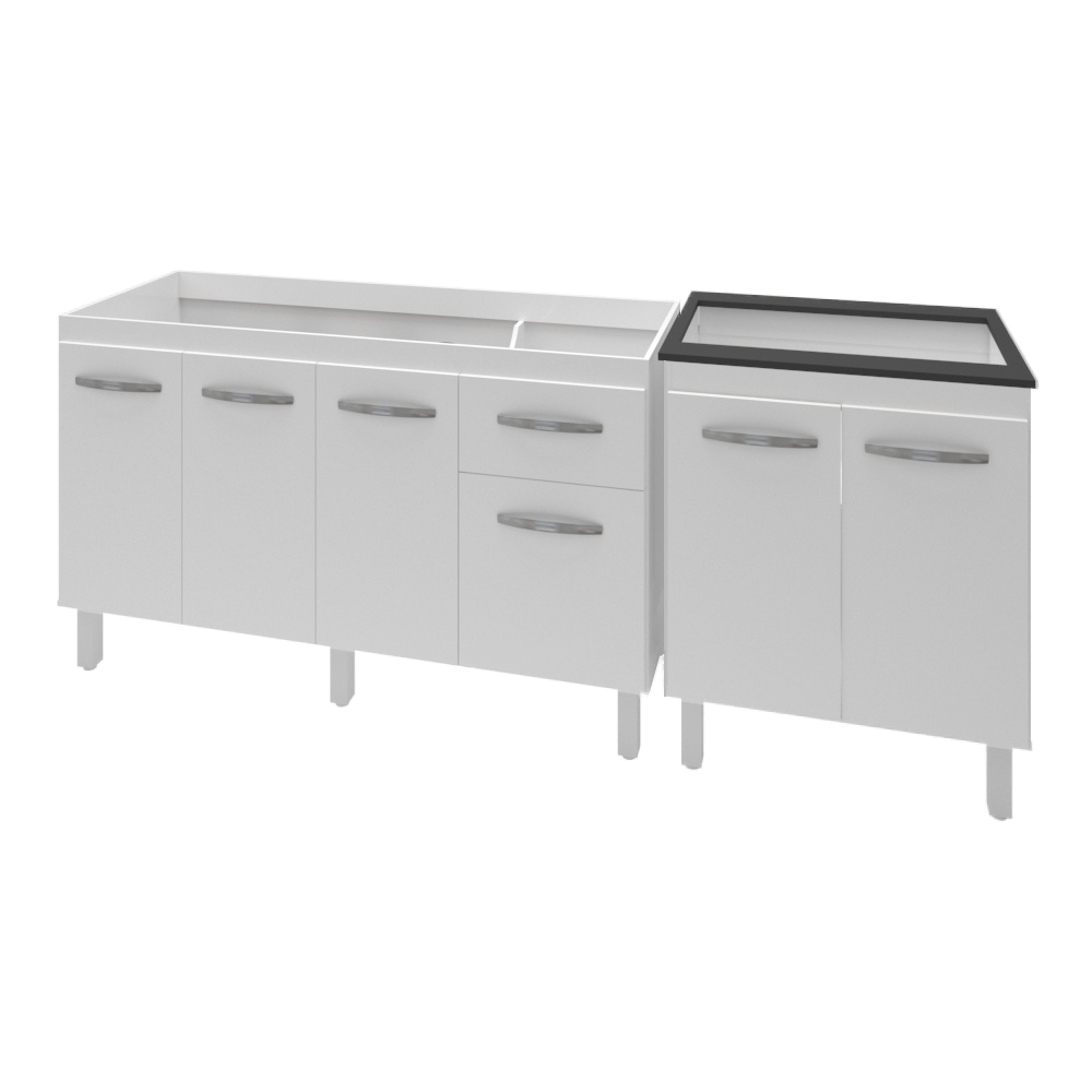 Armário Cozinha Gabinete Pia De 140 cm Camile Com Balcão Cooktop 5 Bocas Branco Jade Armário Cozinha Gabinete Pia De 140 cm Camile Com Balcão Cooktop 5 Bocas Branco Jade