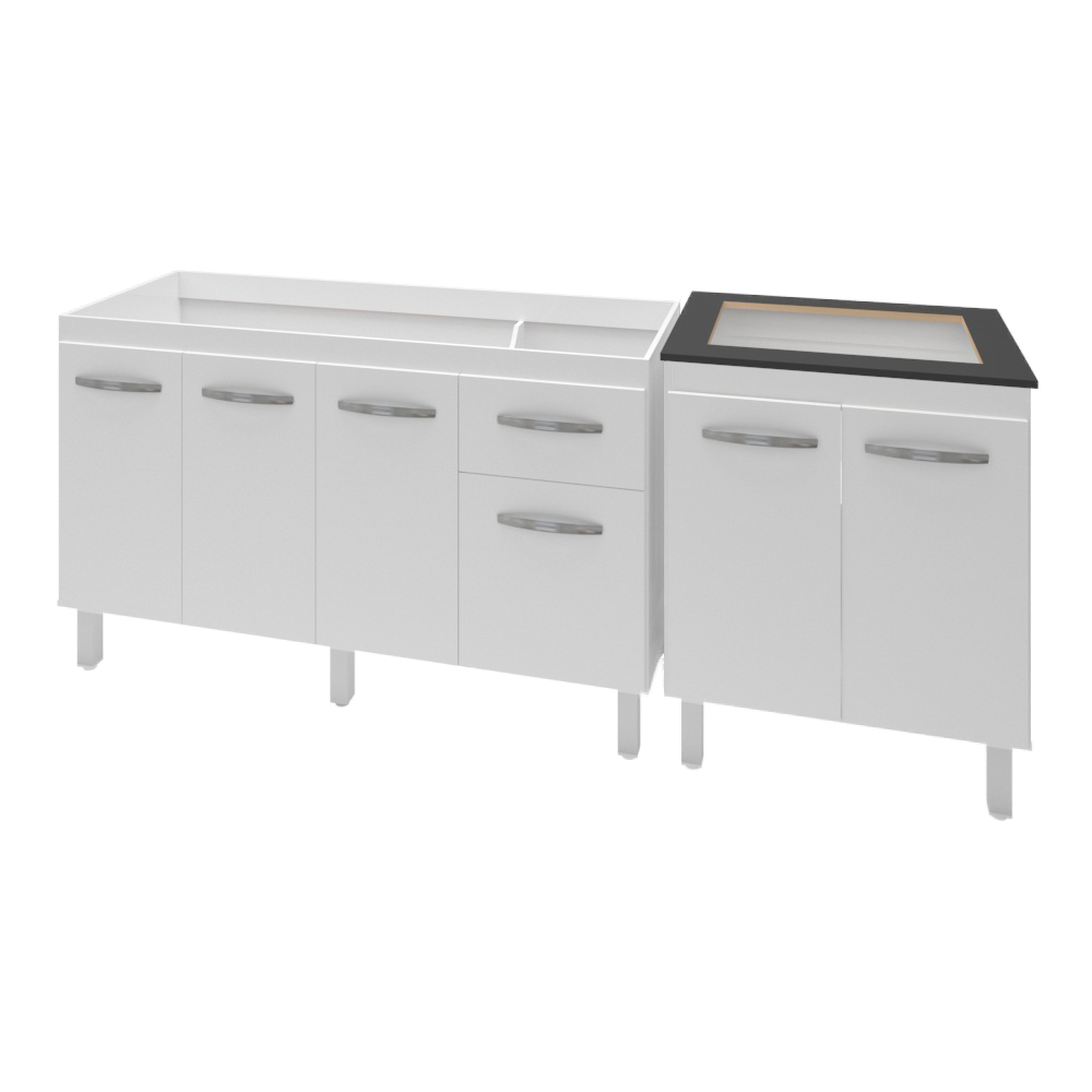 Armário Cozinha Gabinete Pia De 140 cm Camile Com Balcão Cooktop 4 Bocas Branco Jade Armário Cozinha Gabinete Pia De 140 cm Camile Com Balcão Cooktop 4 Bocas Branco Jade