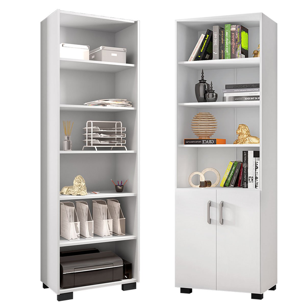 Kit Livreiro 2 Portas Pequenas Livreiro 5 Prateleiras Office Branco Kit Livreiro 2 Portas Pequenas Livreiro 5 Prateleiras Office Branco