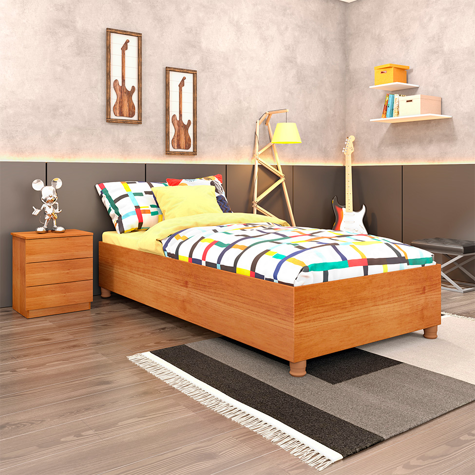 Base para Cama Box Solteiro Mônaco com Mesa de Cabeceira Veronna 3 GV Cinamomo Base para Cama Box Solteiro Mônaco com Mesa de Cabeceira Veronna 3 GV Cinamomo