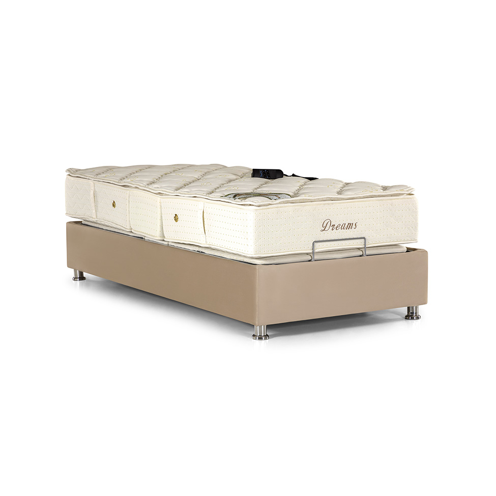 Base para Cama Box Solteiro Ajustável Danna Suede Bege Base para Cama Box Solteiro Ajustável Danna Suede Bege