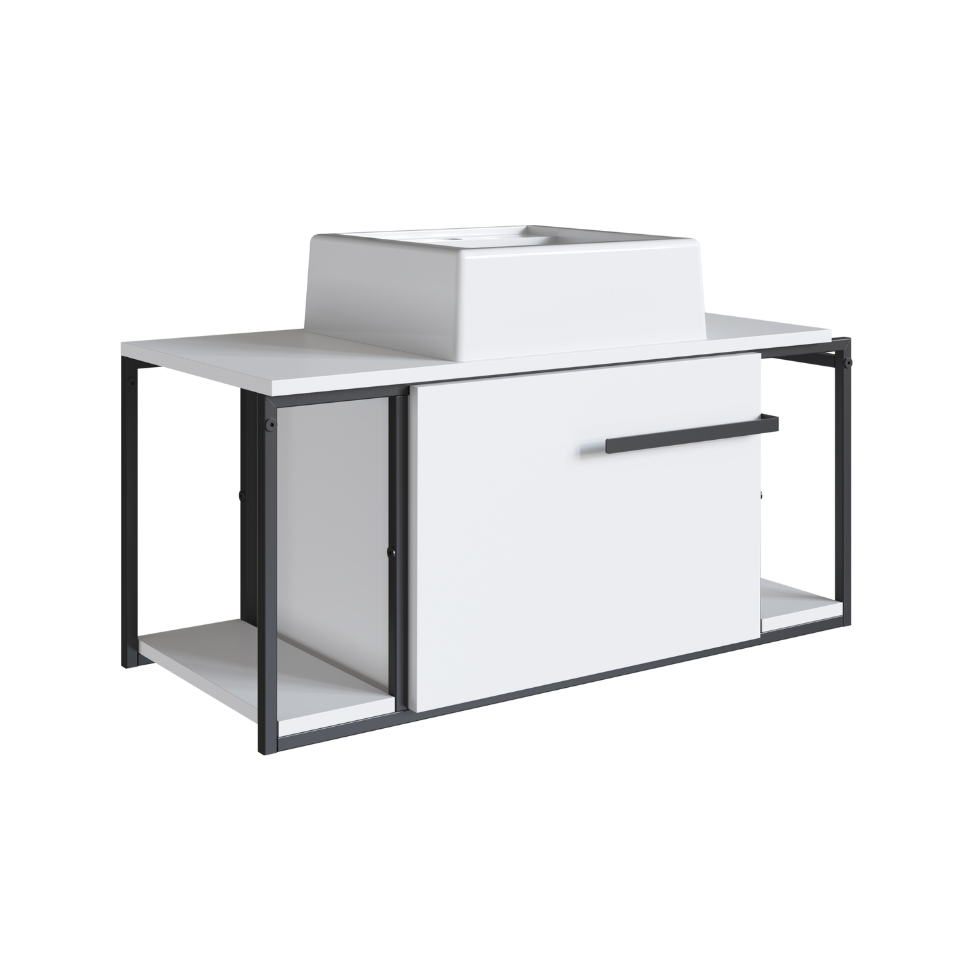 Gabinete Suspenso Paricel com Cuba 1 PT Branco Gabinete Suspenso Paricel com Cuba 1 PT Branco
