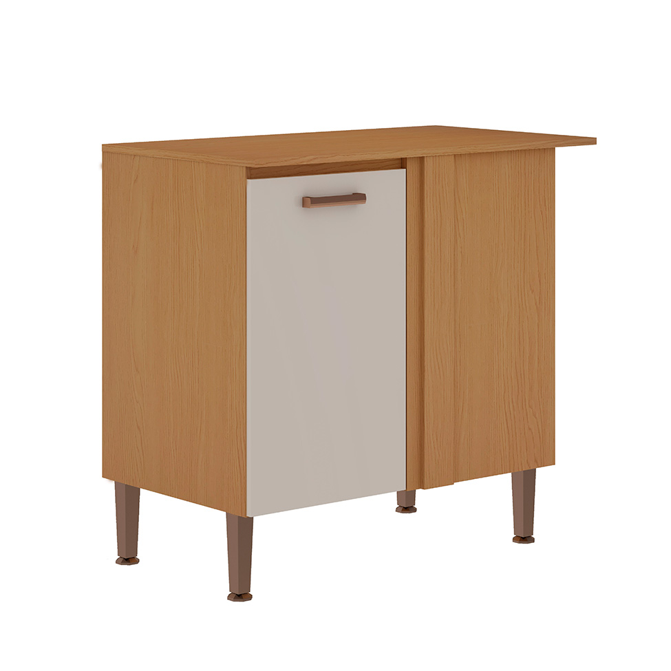 Balcão de Canto sem Tampo Essência 100% MDF 1 Porta Freijó e Off White Balcão de Canto sem Tampo Essência 100% MDF 1 Porta Freijó e Off White