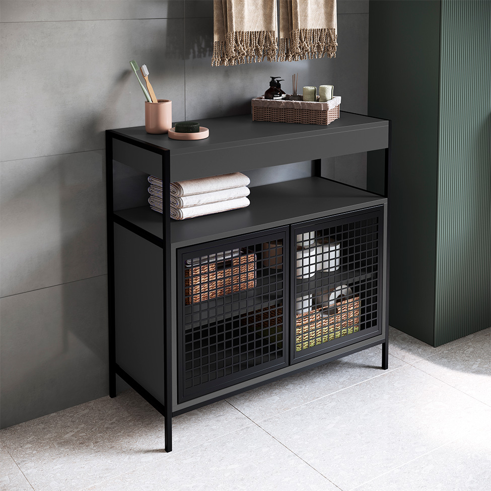 Gabinete de Banheiro Industrial Avis 2 PT Preto Gabinete de Banheiro Industrial Avis 2 PT Preto