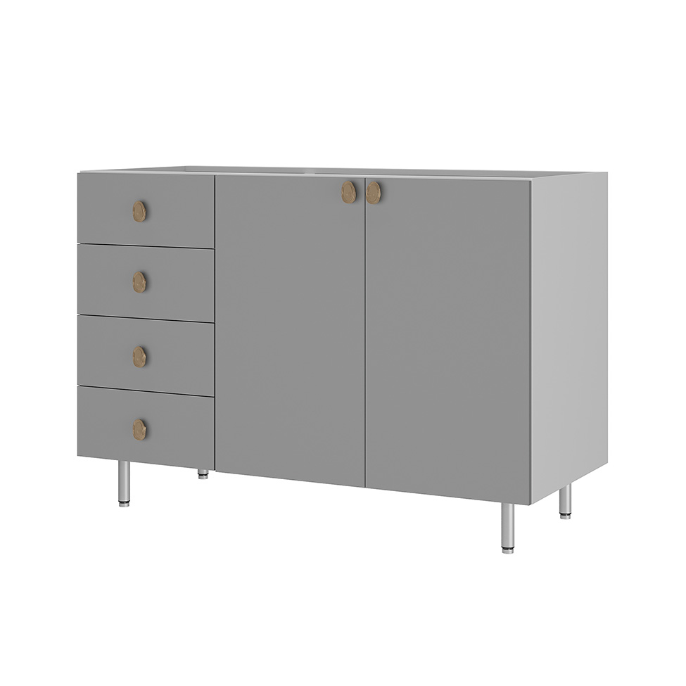 Balcão de Cozinha sem Tampo Maranello 100% MDF 2 Portas 4 Gavetas Cinza Balcão de Cozinha sem Tampo Maranello 100% MDF 2 Portas 4 Gavetas Cinza
