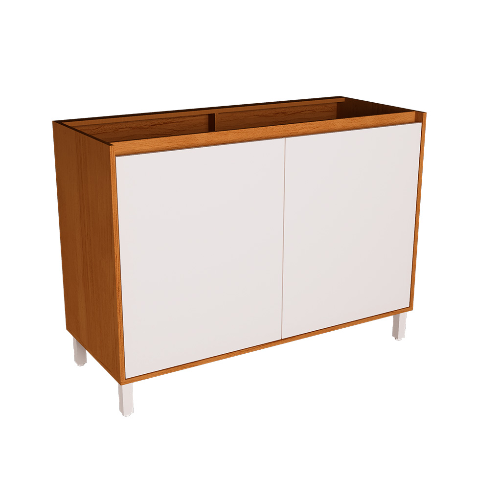 Balcão de Cozinha Denver sem Tampo 2 Portas Freijó e Branco 120 cm Balcão de Cozinha Denver sem Tampo 2 Portas Freijó e Branco 120 cm
