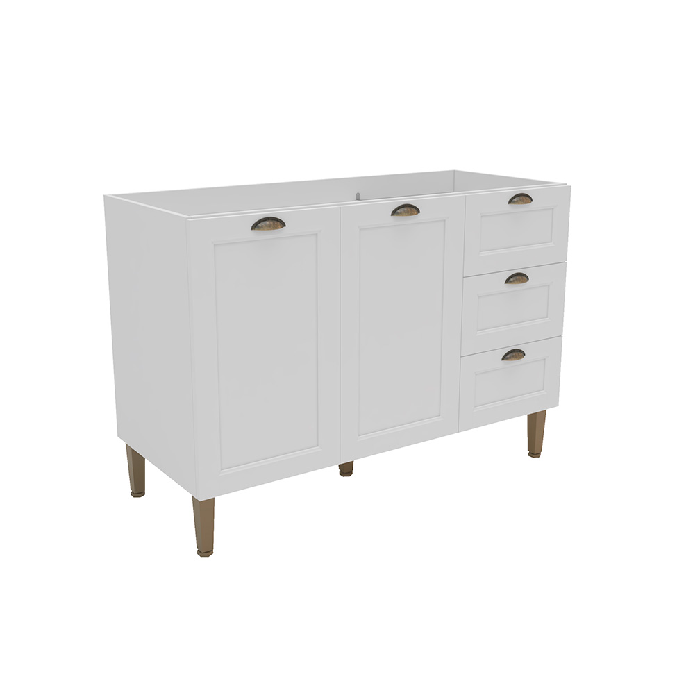 Balcão de Cozinha Lavanda sem Tampo 2 Portas 3 Gavetas Branco Balcão de Cozinha Lavanda sem Tampo 2 Portas 3 Gavetas Branco