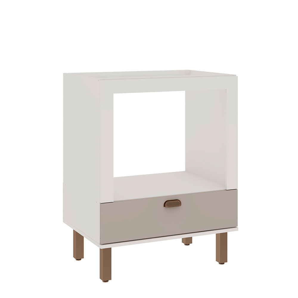 Balcão para Forno Iluminata 1 Gaveta Branco e Fendi Balcão para Forno Iluminata 1 Gaveta Branco e Fendi