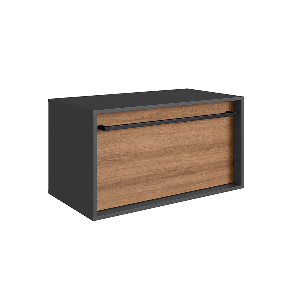 Gabinete de Banheiro Estella 1 GV Mel e Grafite Gabinete de Banheiro Estella 1 GV Mel e Grafite