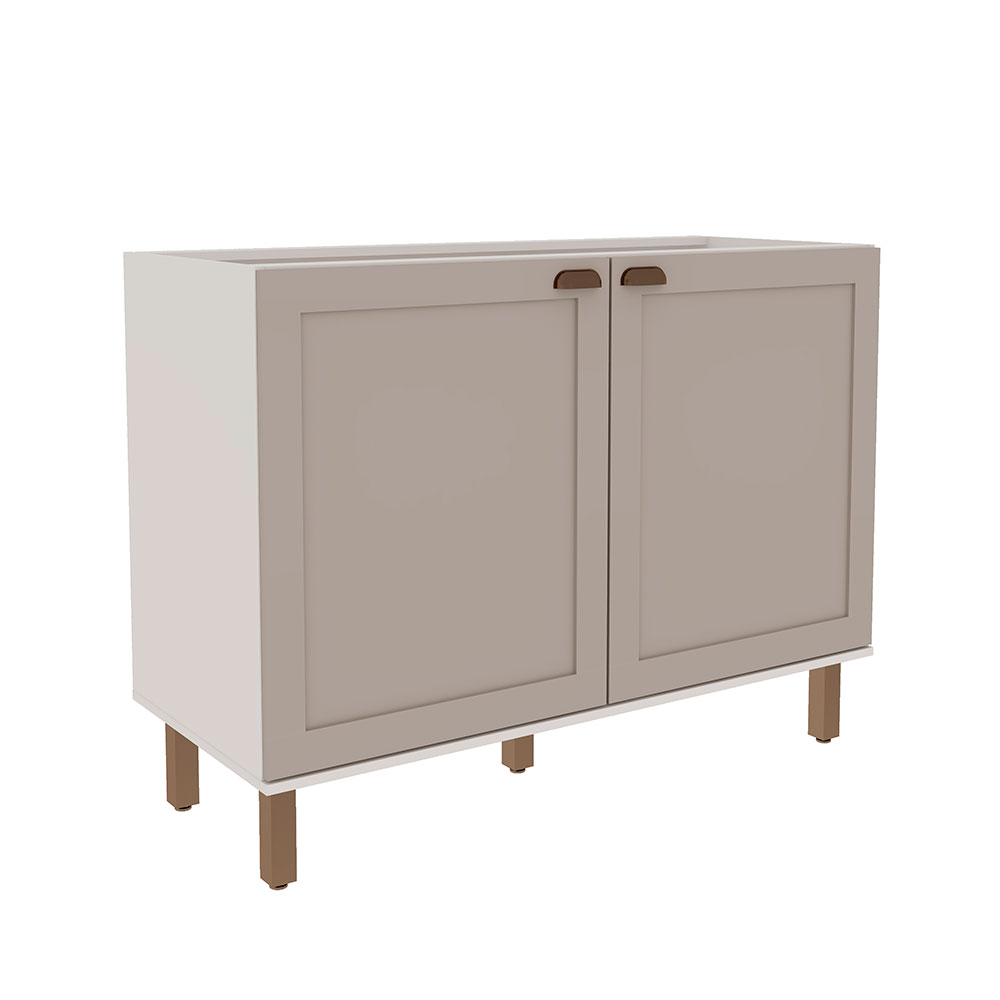Balcão de Cozinha sem Tampo Iluminata 2 Portas Branco e Fendi 120 cm Balcão de Cozinha sem Tampo Iluminata 2 Portas Branco e Fendi 120 cm