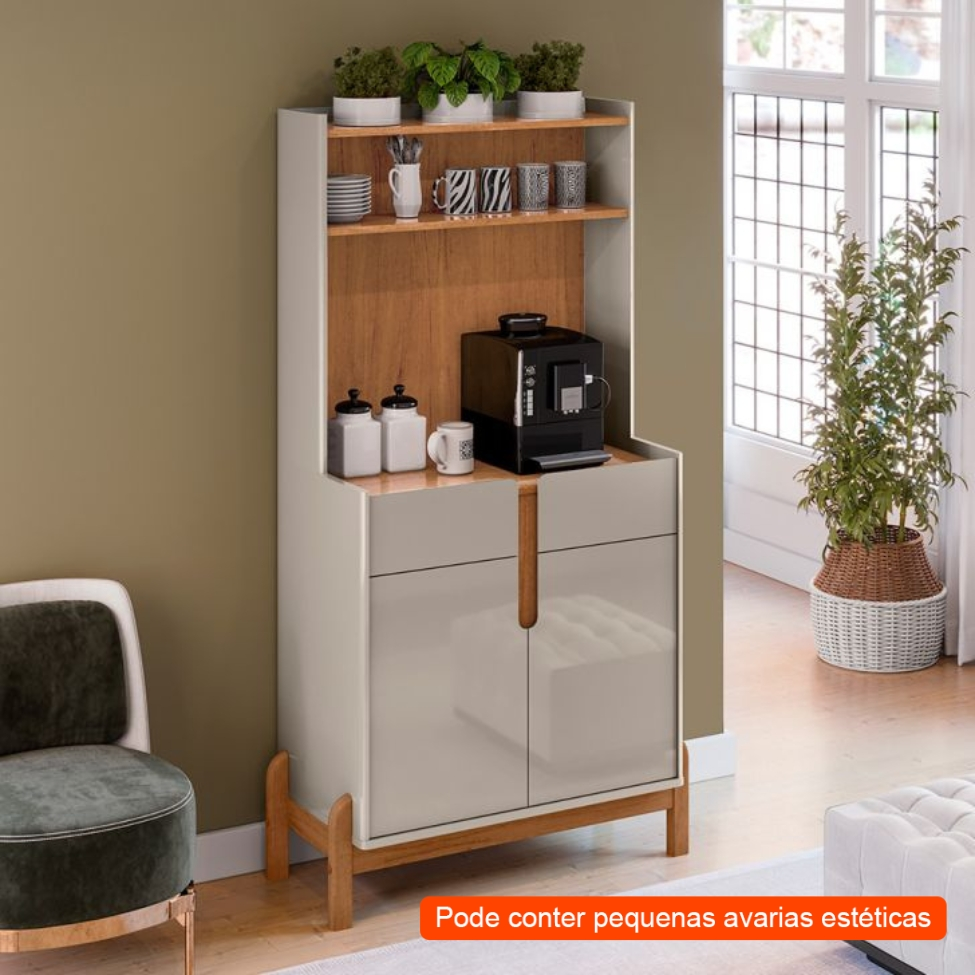 [OUTLET] Buffet Cantinho do Café Lizz 2 PT 2 GV Off White e Cedro