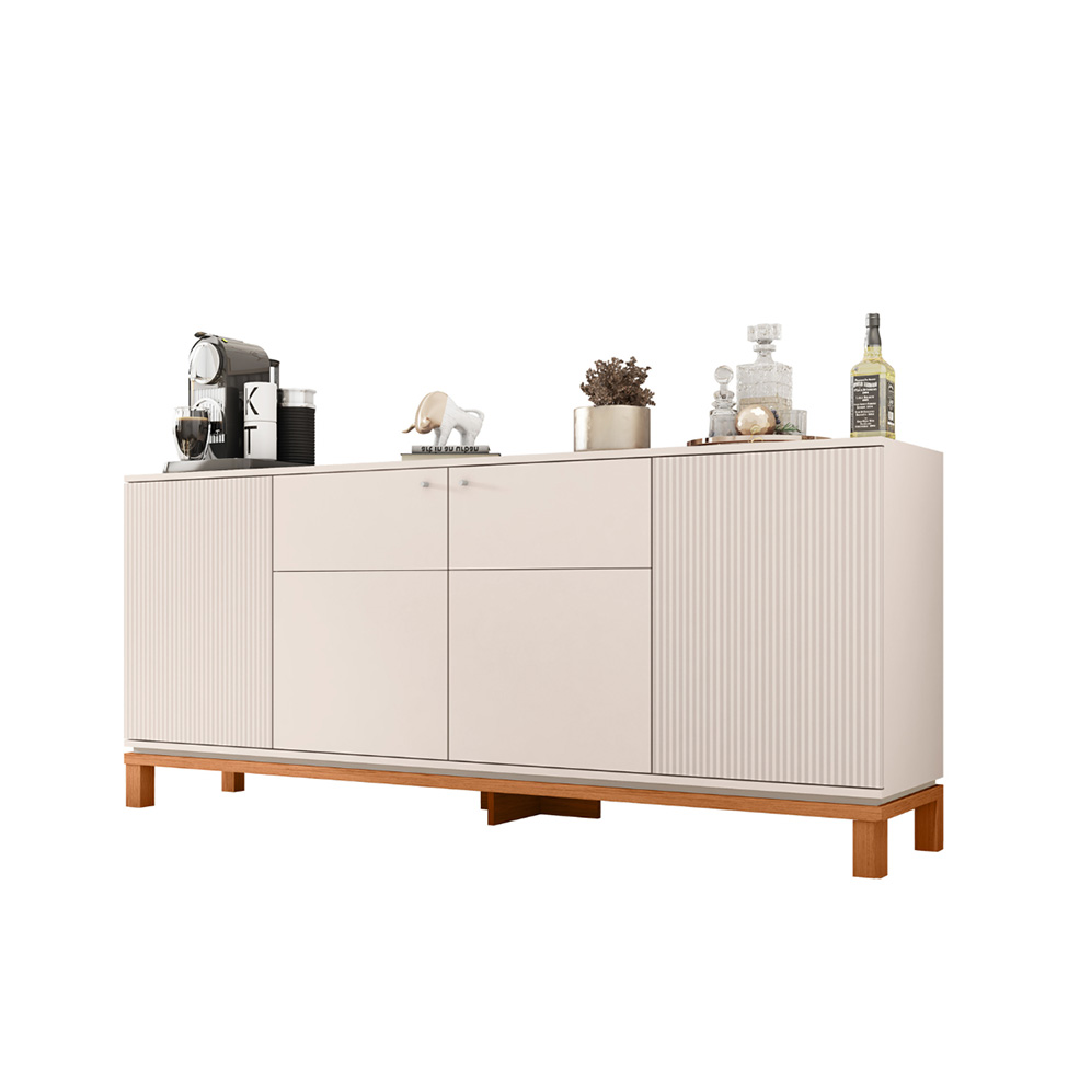 Buffet Mondrian 4 Portas Off White e Freijó Buffet Mondrian 4 Portas Off White e Freijó
