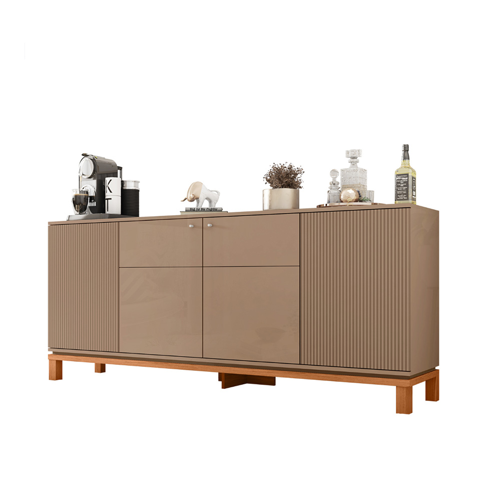 Buffet Mondrian 4 Portas Bege e Freijó Buffet Mondrian 4 Portas Bege e Freijó