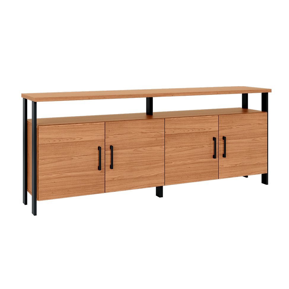 Buffet Otta 100% MDF 4 Portas Freijó e Preto Buffet Otta 100% MDF 4 Portas Freijó e Preto
