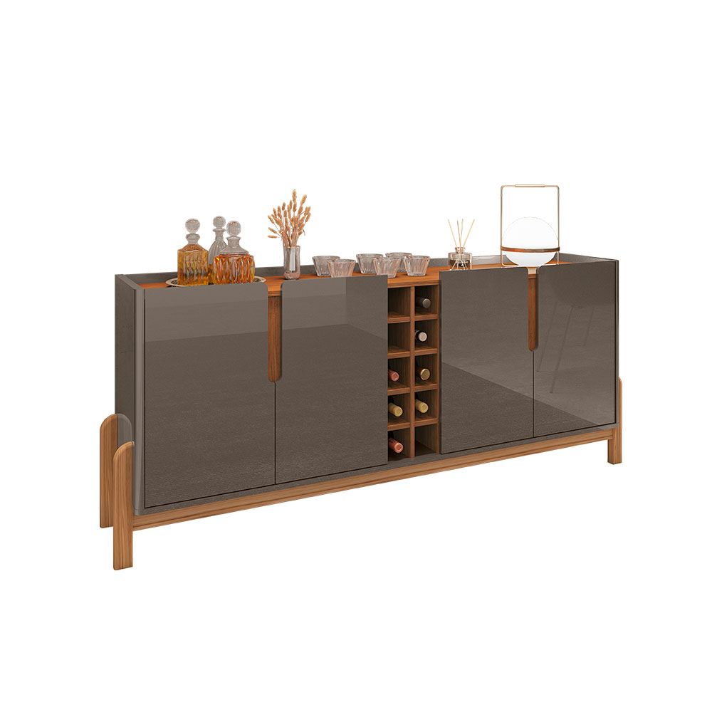 Buffet Lizz 4 PT Cinza e Cedro 190 cm Buffet Lizz 4 PT Cinza e Cedro 190 cm
