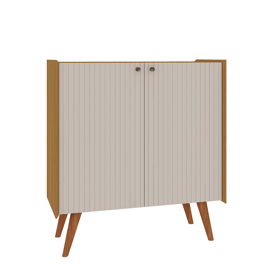 Buffet Vértice Ripado 2 Portas Off White e Cinamomo Buffet Vértice Ripado 2 Portas Off White e Cinamomo