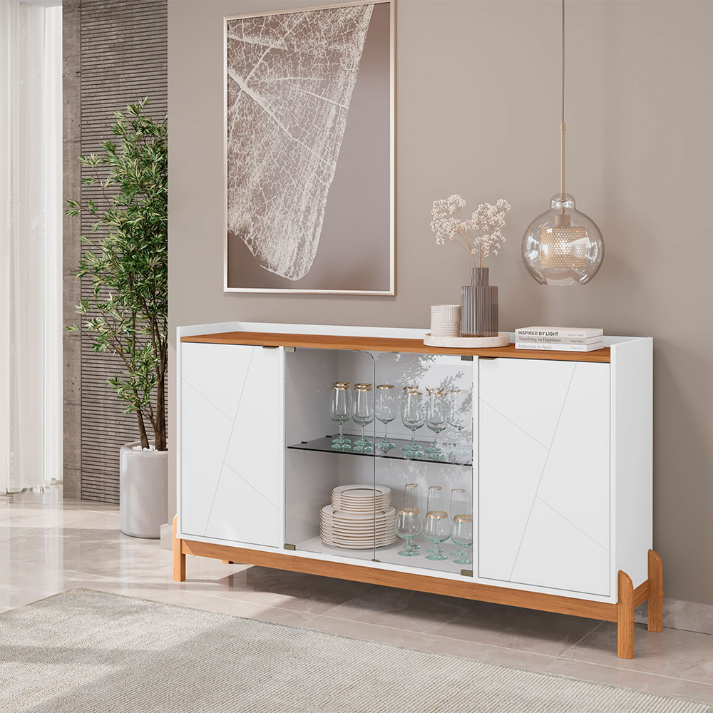 Buffet Bari 4 PT Branco e Cedro Buffet Bari 4 PT Branco e Cedro