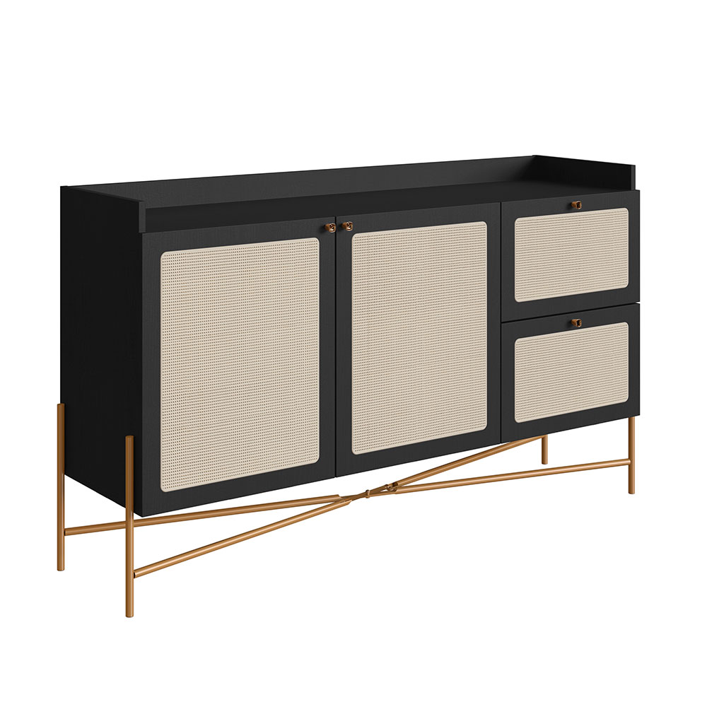 Buffet Oslo 2 PT 2 GV Preto e Dourado Buffet Oslo 2 PT 2 GV Preto e Dourado