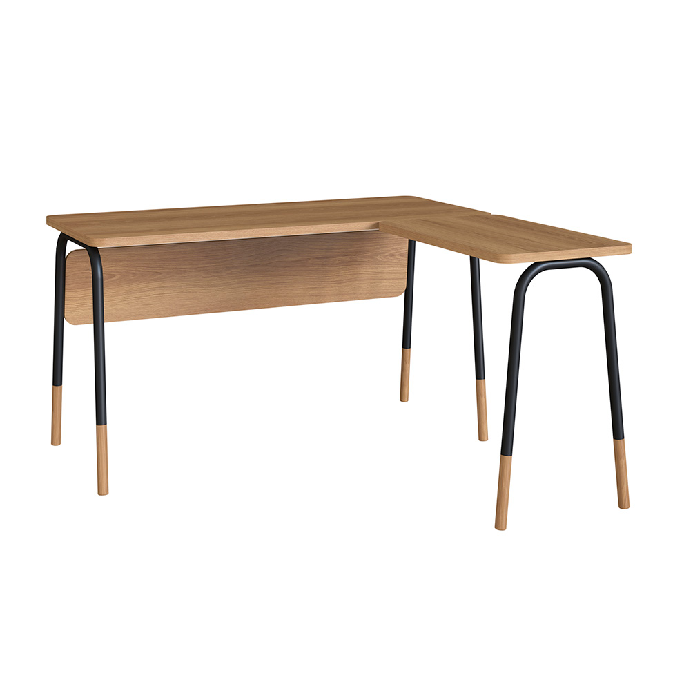 Escrivaninha em L Flexus Hanover e Preta 136 cm Escrivaninha em L Flexus Hanover e Preta 136 cm