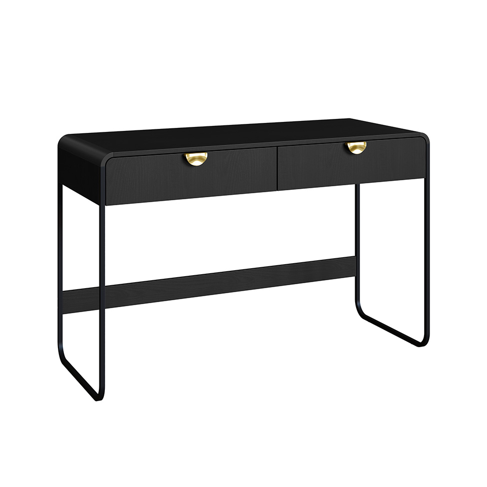 Escrivaninha Luna 2 Gavetas Preto e Dourado Escrivaninha Luna 2 Gavetas Preto e Dourado