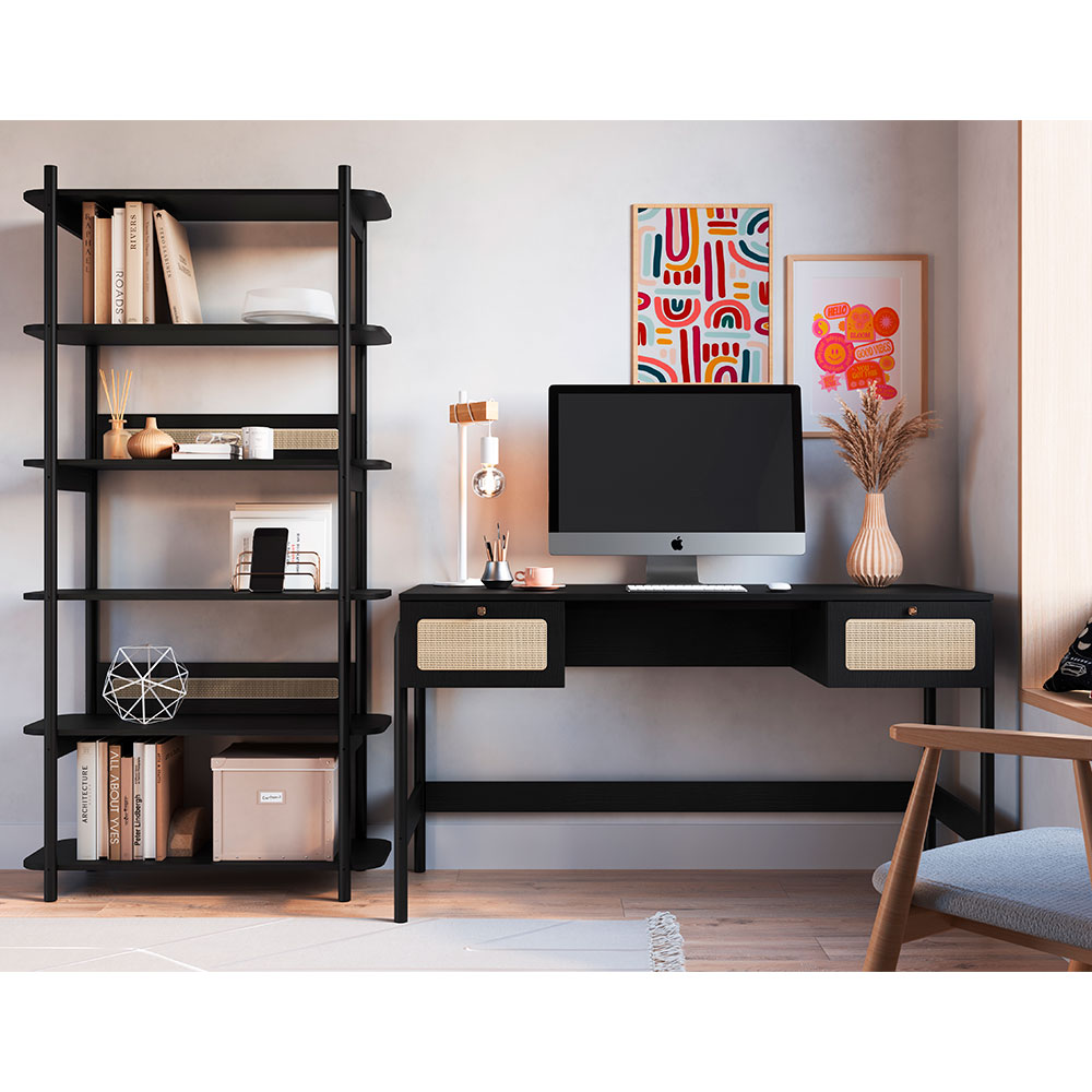Conjunto de Escrivaninha com Estante Oslo Preto e Nero Conjunto de Escrivaninha com Estante Oslo Preto e Nero