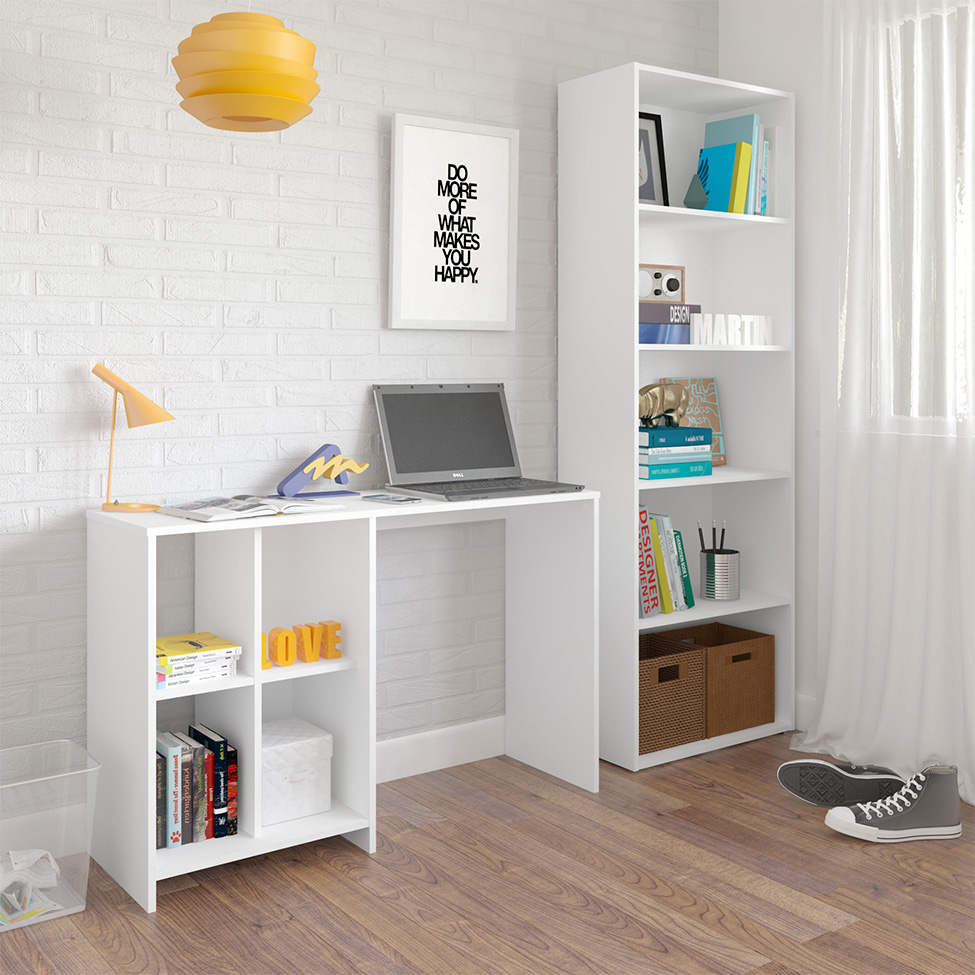 Conjunto de Escrivaninha Matrix com Estante Multy Branco Conjunto de Escrivaninha Matrix com Estante Multy Branco