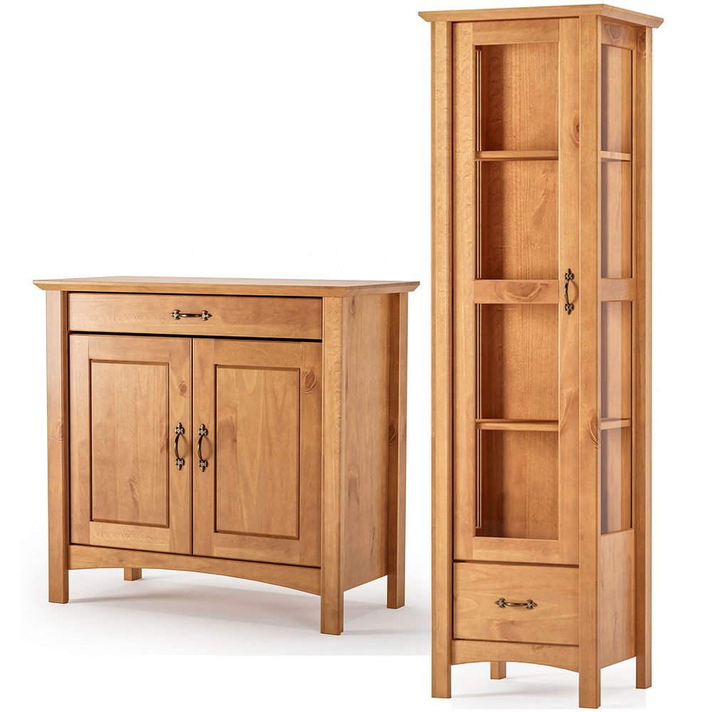Buffet Aparador 2 Portas 93 cm e Cristaleira 1 Porta Madeira Maciça Bella Carvalho Fosco Buffet Aparador 2 Portas 93 cm e Cristaleira 1 Porta Madeira Maciça Bella Carvalho Fosco