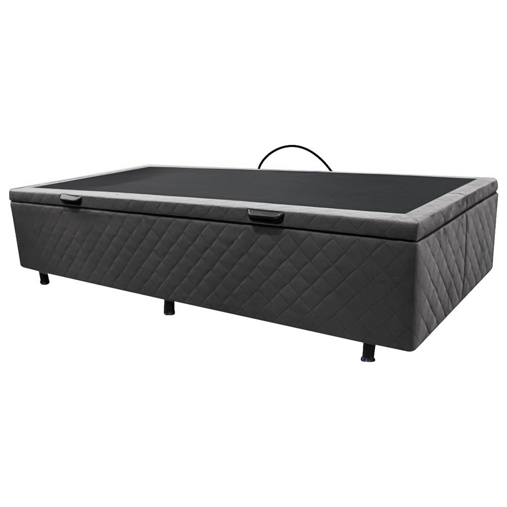 Base Box Baú para Cama Solteiro 88x188cm Liz S05 Suede Bordado Cinza - Mpozenato Base Box Baú para Cama Solteiro 88x188cm Liz S05 Suede Bordado Cinza - Mpozenato
