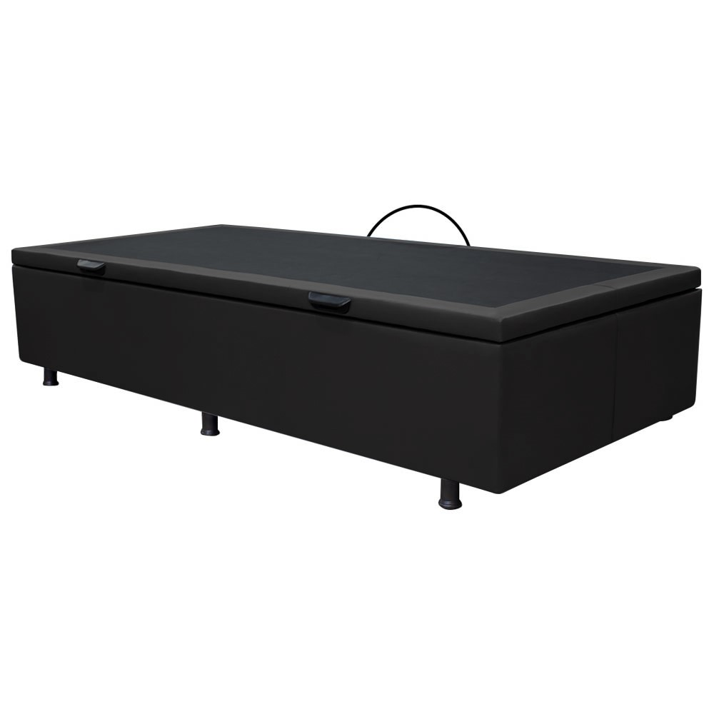 Base Box Baú para Cama Solteiro 88x188cm Liz S05 Sintético Preto - Mpozenato Base Box Baú para Cama Solteiro 88x188cm Liz S05 Sintético Preto - Mpozenato