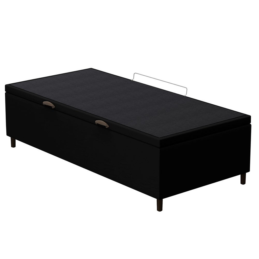 Base para Cama Box Baú Solteiro 88x188cm Hit Z04 Sintético Preto - Mpozenato Base para Cama Box Baú Solteiro 88x188cm Hit Z04 Sintético Preto - Mpozenato