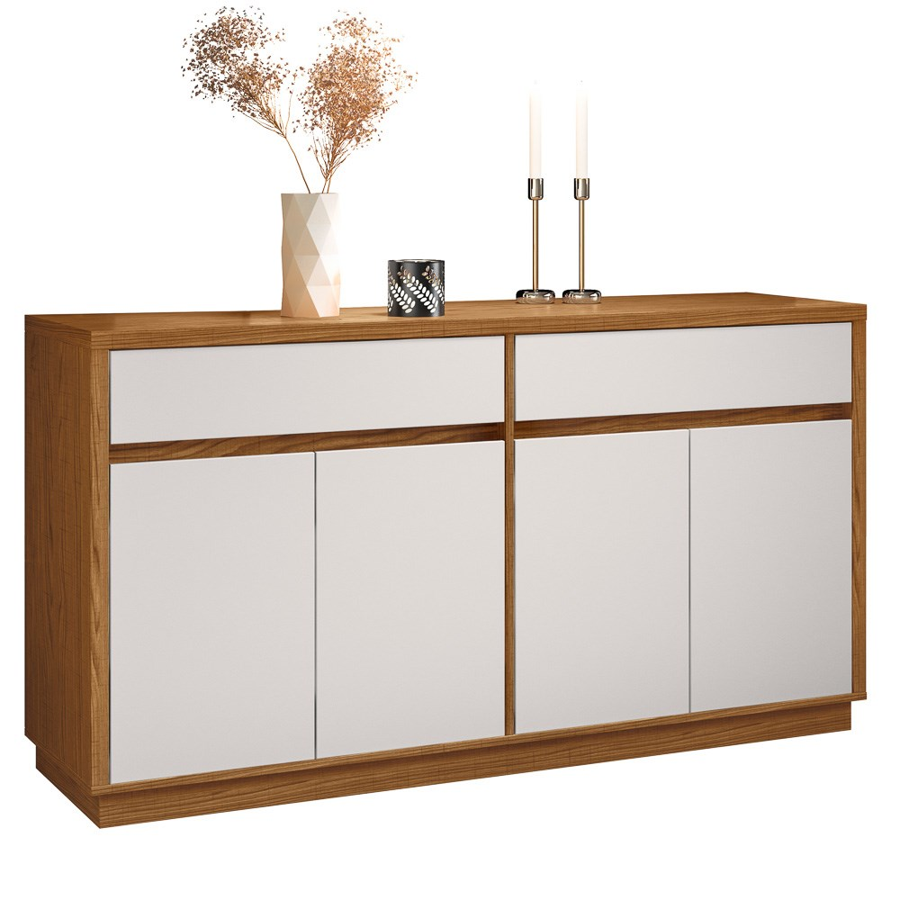 Balcão Aparador Buffet 4 Portas 2 Gavetas 100% MDF Anne N02 Ypê/Off White - Mpozenato Balcão Aparador Buffet 4 Portas 2 Gavetas 100% MDF Anne N02 Ypê/Off White - Mpozenato