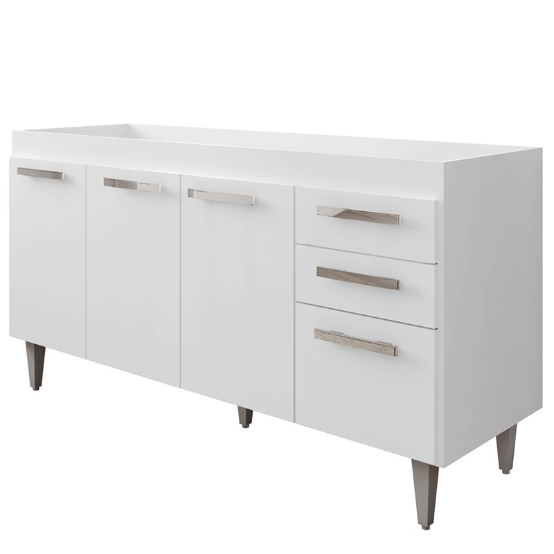 Balcão Gabinete de Pia 150cm 4 Portas 2 Gavetas Lis Branco - Mpozenato Balcão Gabinete de Pia 150cm 4 Portas 2 Gavetas Lis Branco - Mpozenato