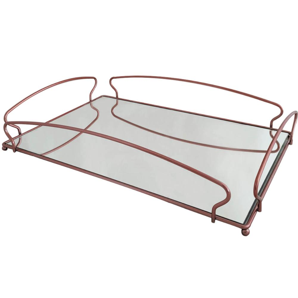 Bandeja Decorativa Espelhada Retangular Grande 45cm Rose Gol Bandeja Decorativa Espelhada Retangular Grande 45cm Rose Gol
