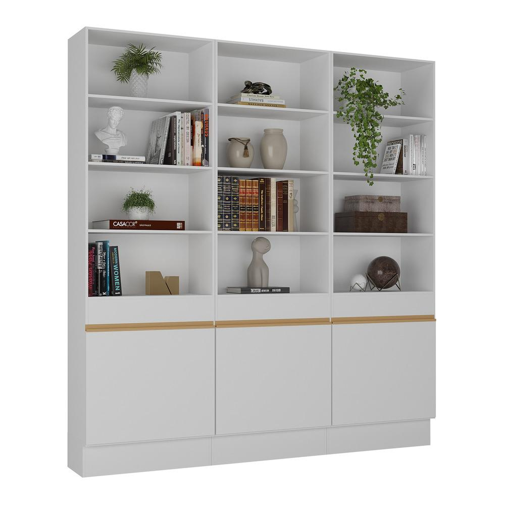 Armário/Estante Escritório 3 Portas Multimóveis MP7001 Branco/Dourado Armário/Estante Escritório 3 Portas Multimóveis MP7001 Branco/Dourado