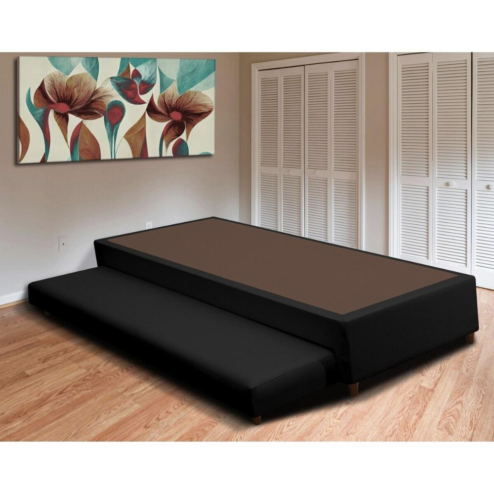 Base Box com Cama Auxiliar Solteiro 88x188x32 Luana Multimóveis CR35383 Preto Base Box com Cama Auxiliar Solteiro 88x188x32 Luana Multimóveis CR35383 Preto