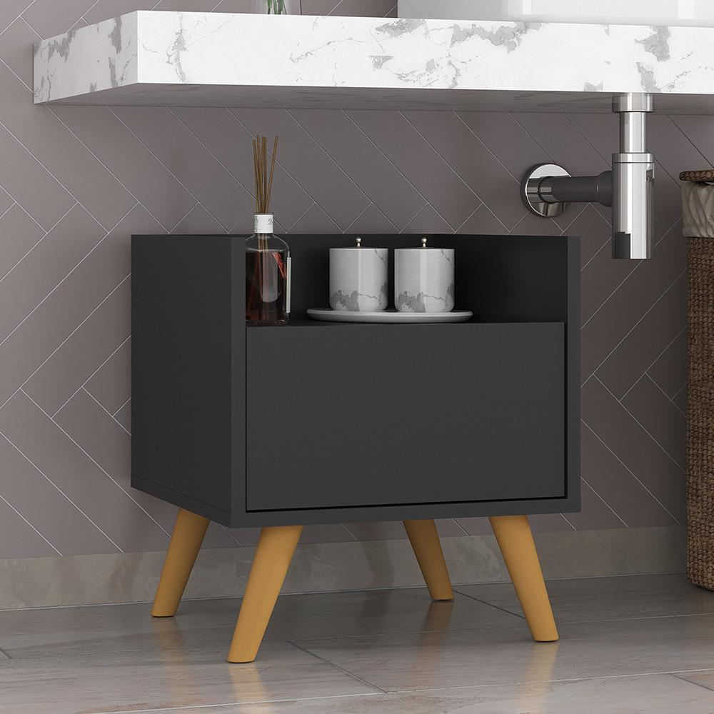 Gabinete Armário Banheiro 40 cm com Pés Retrô Multimóveis MP5037 Preto/Natural Gabinete Armário Banheiro 40 cm com Pés Retrô Multimóveis MP5037 Preto/Natural