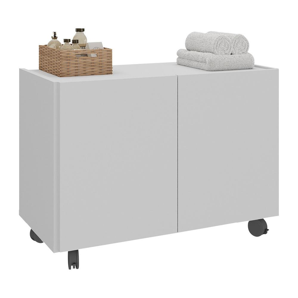Gabinete Armário de Banheiro 62,5cm com Rodízios 2 Portas Multimóveis MP5043 Branco Gabinete Armário de Banheiro 62,5cm com Rodízios 2 Portas Multimóveis MP5043 Branco