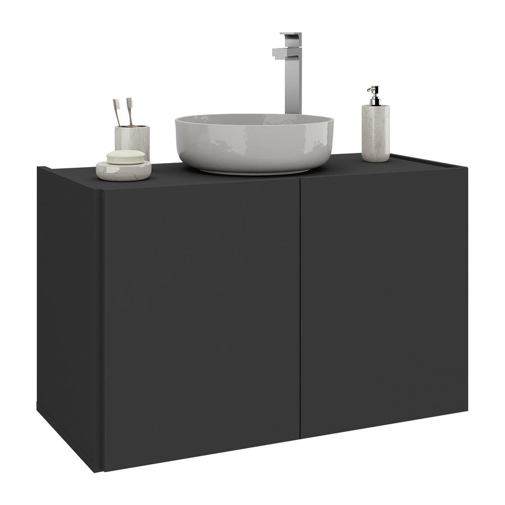 Gabinete de Banheiro 62,5cm Suspenso 2 Portas Multimóveis MP5044 Preto Gabinete de Banheiro 62,5cm Suspenso 2 Portas Multimóveis MP5044 Preto