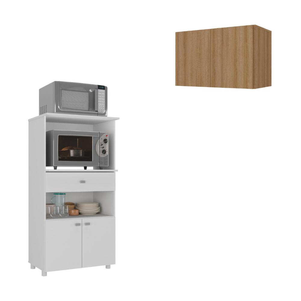 Kit Armário de Cozinha 2 Portas com Balcão Multiuso Multimóveis MP2238 Branco/Rustic Kit Armário de Cozinha 2 Portas com Balcão Multiuso Multimóveis MP2238 Branco/Rustic