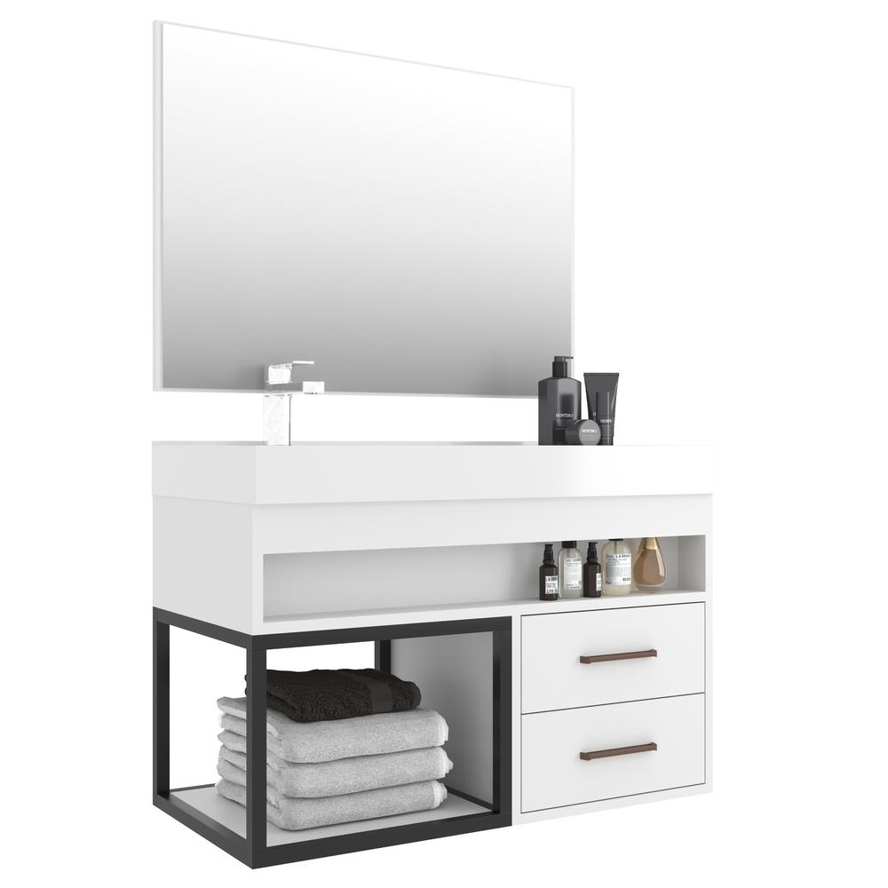 Gabinete Banheiro com Cuba e Espelheira 80cm Multimóveis CR10071 Branco Gabinete Banheiro com Cuba e Espelheira 80cm Multimóveis CR10071 Branco