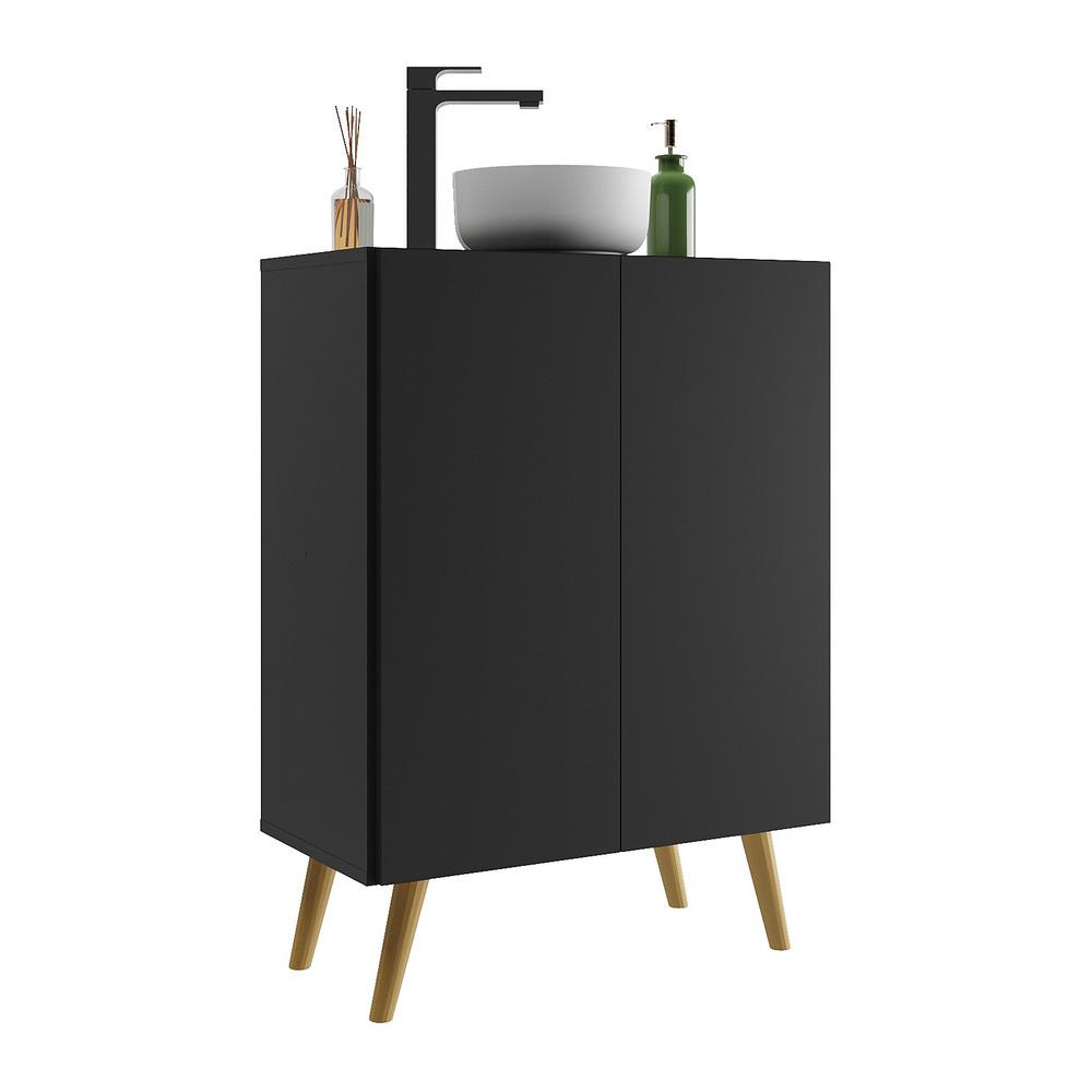 Gabinete Banheiro 2 Portas Retrô 63cm Multimóveis V5006 Preto/Natural Gabinete Banheiro 2 Portas Retrô 63cm Multimóveis V5006 Preto/Natural