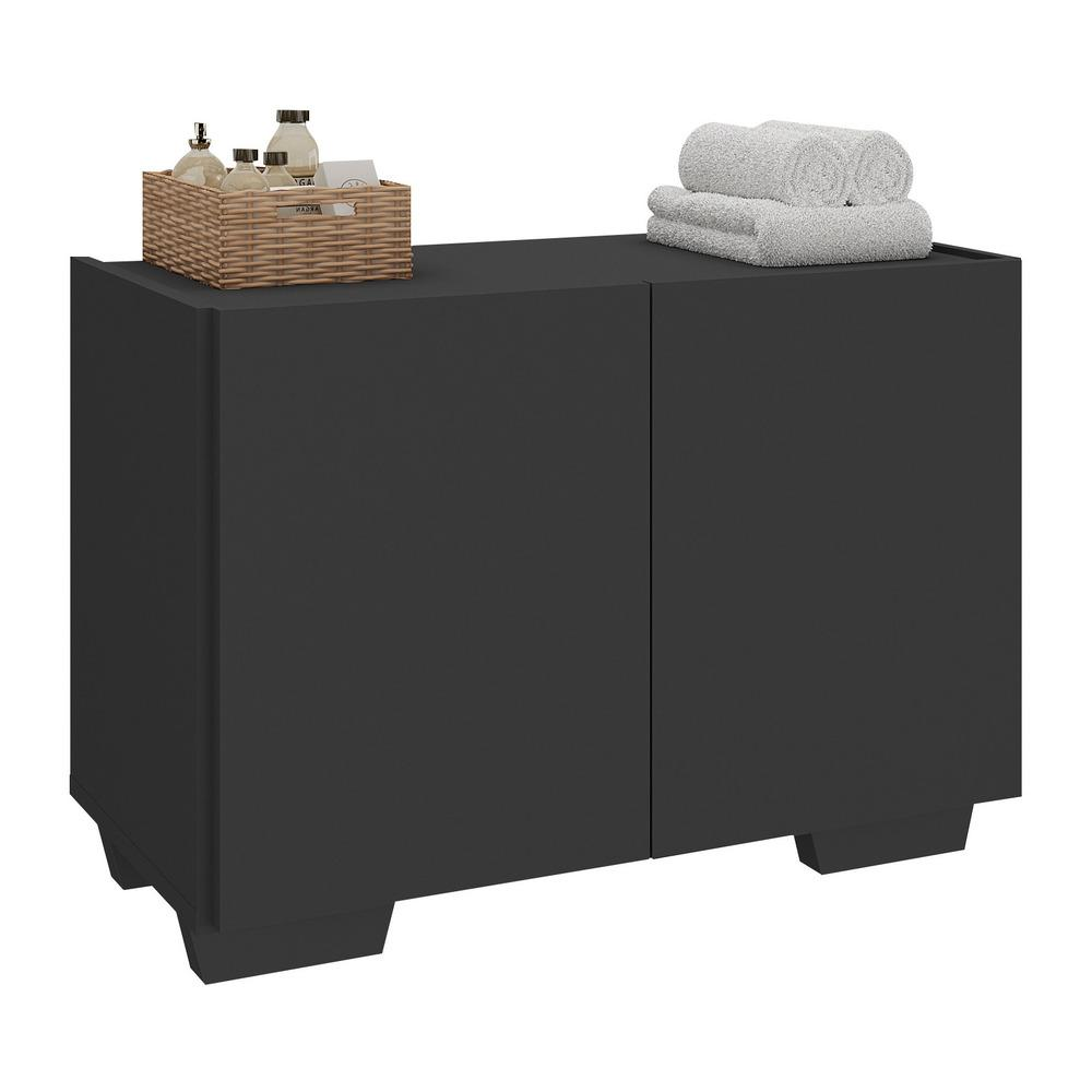 Gabinete Armário de Banheiro 62,5cm 2 Portas com Pés Multimóveis MP5046 Preto Gabinete Armário de Banheiro 62,5cm 2 Portas com Pés Multimóveis MP5046 Preto