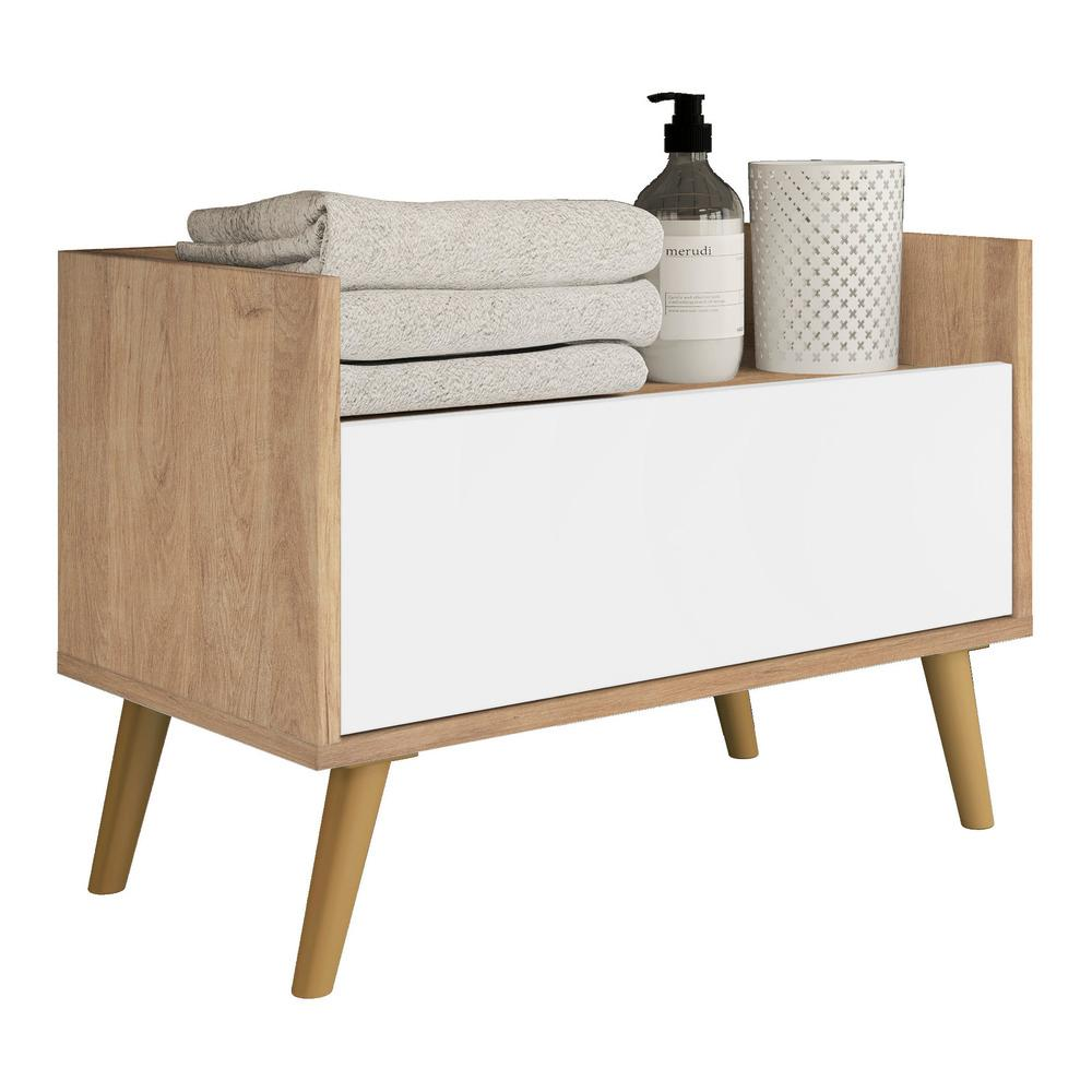 Gabinete de Banheiro Retrô Multimóveis 80 cm FG5000 Rustic/Branco/Natural Gabinete de Banheiro Retrô Multimóveis 80 cm FG5000 Rustic/Branco/Natural