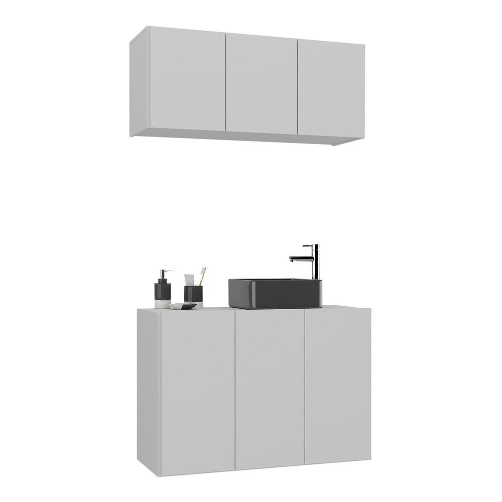 Conjunto Gabinete de Banheiro e Armário Aéreo 3 Portas Multimóveis MP5048 Branco